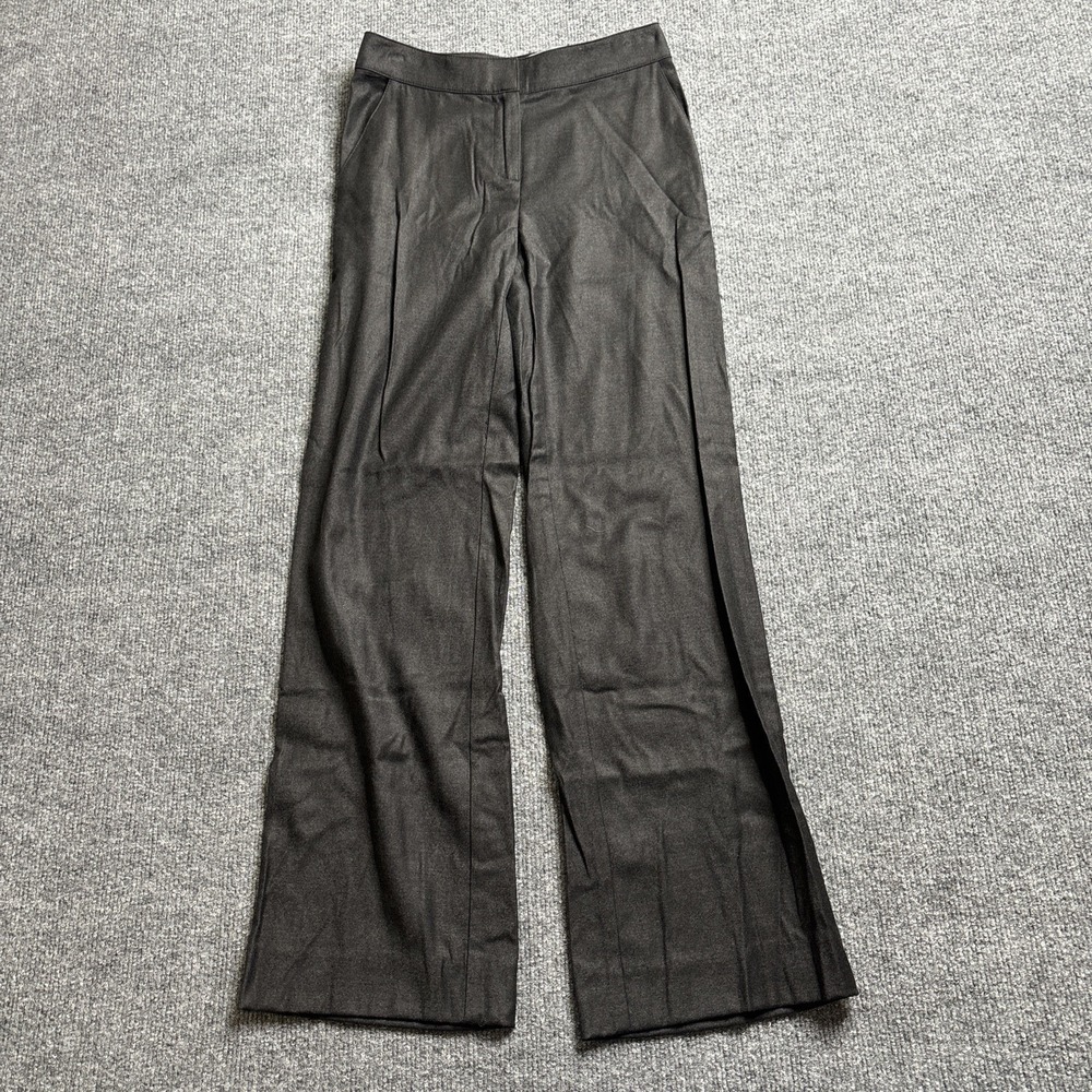 St John Pants Women's Size 0 Black Flat Front Career Trouser Luxury Wide Leg